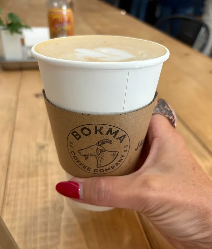 Bokma latte with latte art
